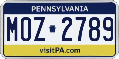 PA license plate MOZ2789