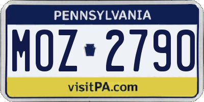 PA license plate MOZ2790