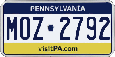 PA license plate MOZ2792