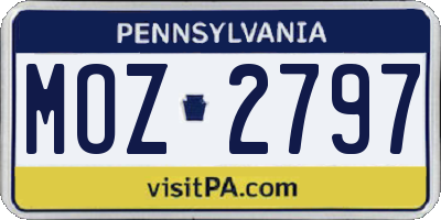 PA license plate MOZ2797