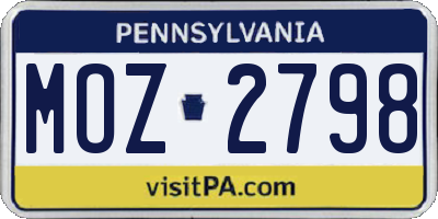PA license plate MOZ2798