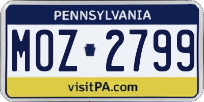 PA license plate MOZ2799
