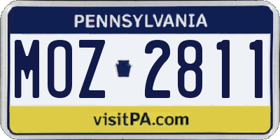 PA license plate MOZ2811