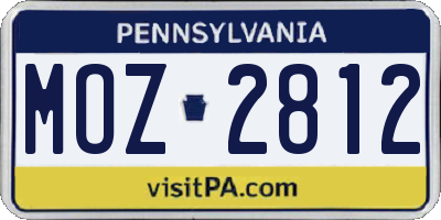 PA license plate MOZ2812