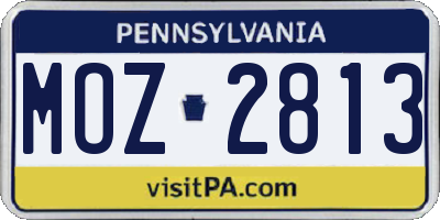 PA license plate MOZ2813