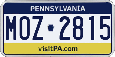 PA license plate MOZ2815