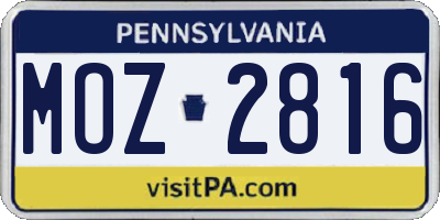 PA license plate MOZ2816
