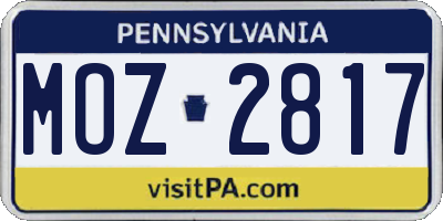 PA license plate MOZ2817
