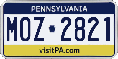 PA license plate MOZ2821