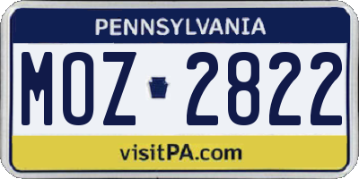 PA license plate MOZ2822