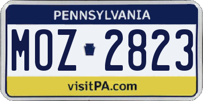 PA license plate MOZ2823