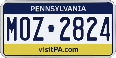 PA license plate MOZ2824