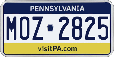 PA license plate MOZ2825