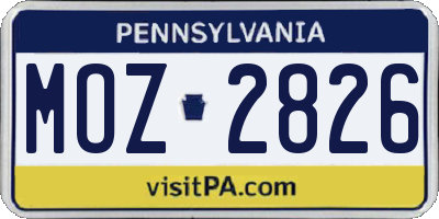 PA license plate MOZ2826