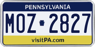 PA license plate MOZ2827