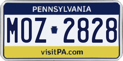 PA license plate MOZ2828