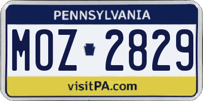 PA license plate MOZ2829