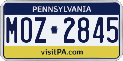 PA license plate MOZ2845