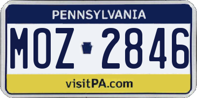 PA license plate MOZ2846