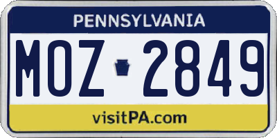 PA license plate MOZ2849