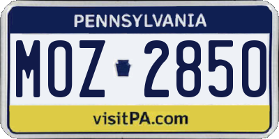PA license plate MOZ2850
