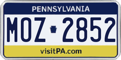 PA license plate MOZ2852
