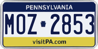 PA license plate MOZ2853