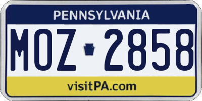 PA license plate MOZ2858