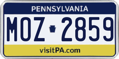 PA license plate MOZ2859