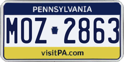 PA license plate MOZ2863