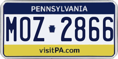 PA license plate MOZ2866
