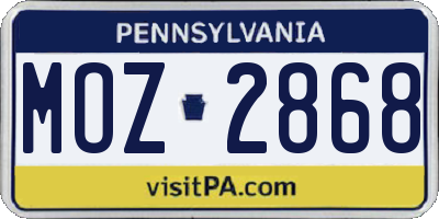 PA license plate MOZ2868