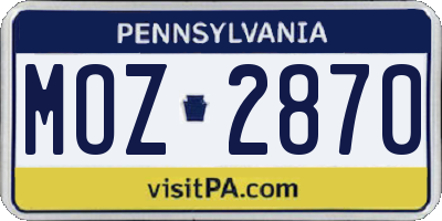PA license plate MOZ2870