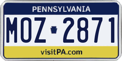 PA license plate MOZ2871