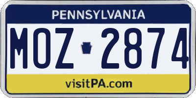 PA license plate MOZ2874
