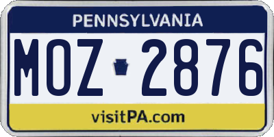 PA license plate MOZ2876