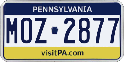PA license plate MOZ2877