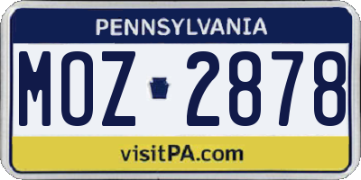 PA license plate MOZ2878