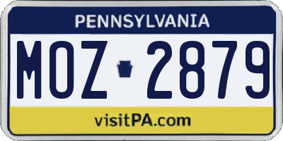 PA license plate MOZ2879