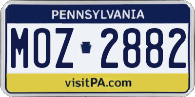 PA license plate MOZ2882