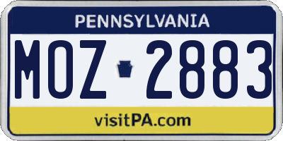 PA license plate MOZ2883