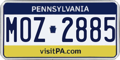 PA license plate MOZ2885