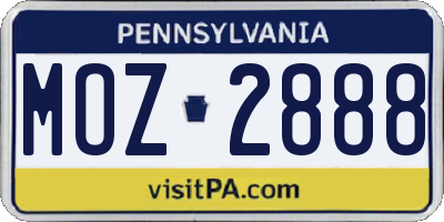 PA license plate MOZ2888