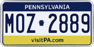 PA license plate MOZ2889