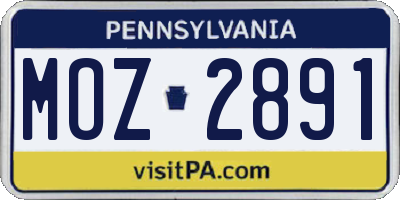 PA license plate MOZ2891