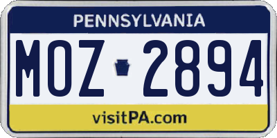 PA license plate MOZ2894