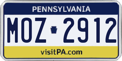 PA license plate MOZ2912