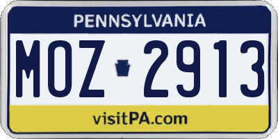 PA license plate MOZ2913