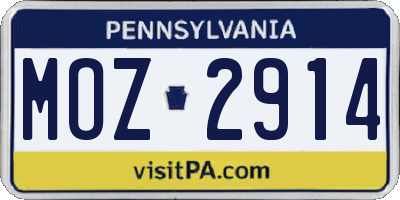PA license plate MOZ2914