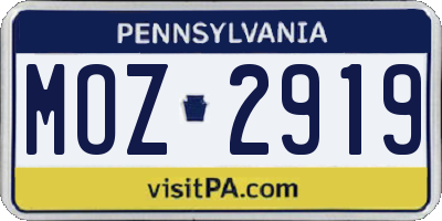 PA license plate MOZ2919